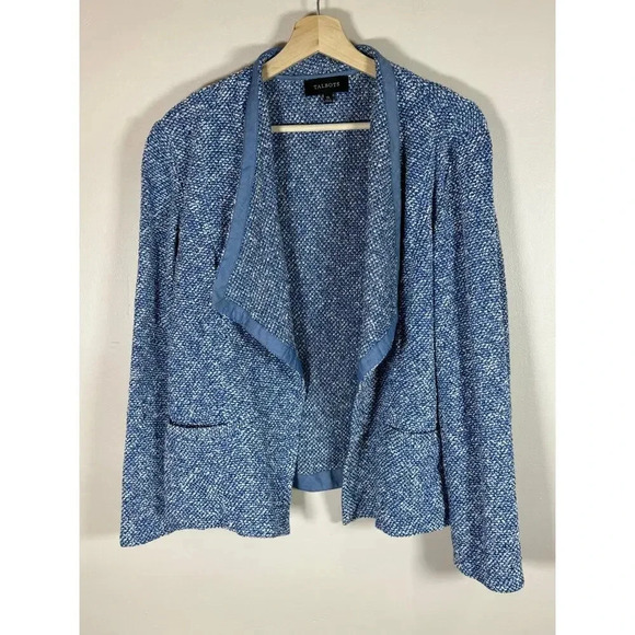 Talbots Blue Tweed Open Front XL Plus Size Preppy Classic Mature Chic Work Wear - Picture 1 of 8